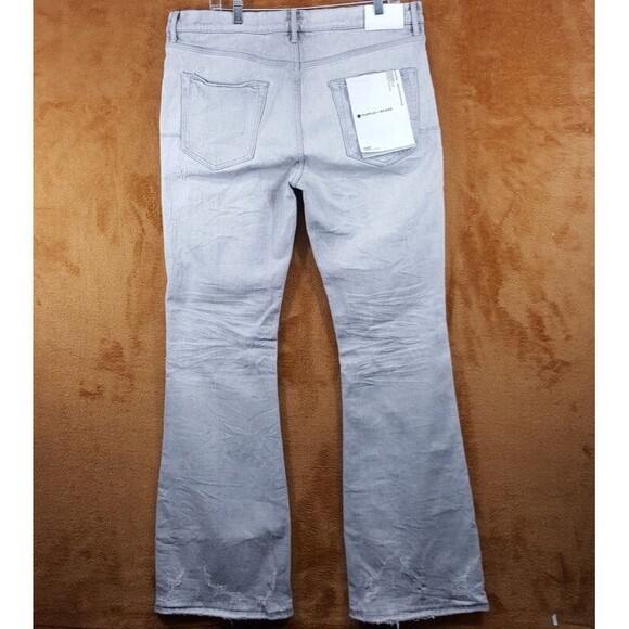PURPLE BRAND Mens Jeans Size 31 Light Gray Wash Flare Leg Slim Fit P004 $320 - Picture 3 of 8